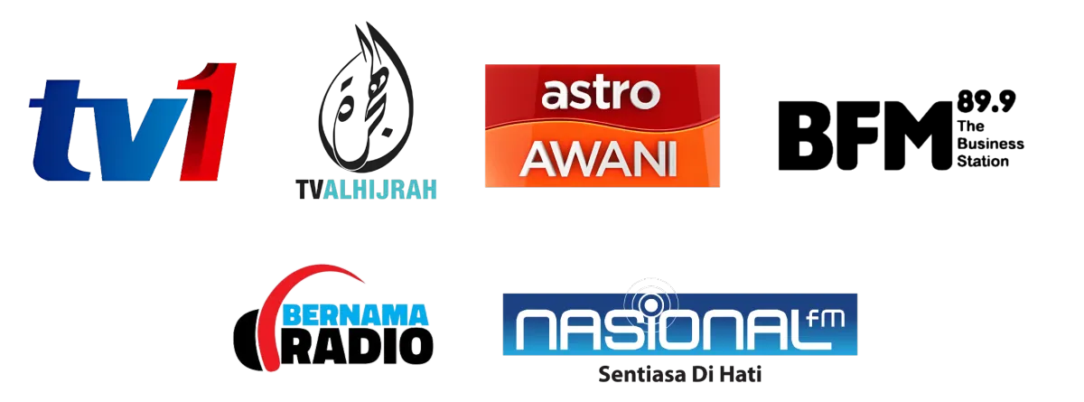 As featured on TV1, TV AlHijrah, Astro Awani, BFM 89.9, Bernama Radio, Nasional FM